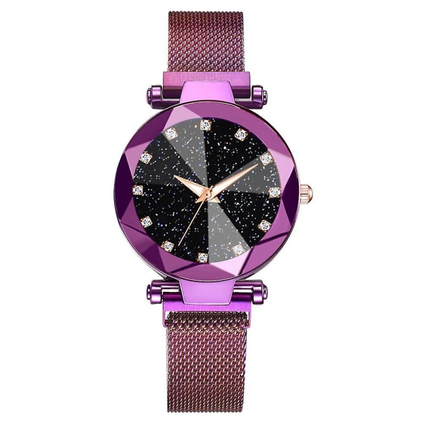 Dam Magnetic Starry Sky Watches Diamond Quartz Armbandsur Black