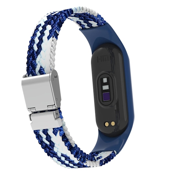 Blå Hvid Blå Hvid Nylon Flettet Urrem kompatibel med Xiaomi Mi Band 7