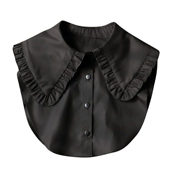 Naisten tekoviulus Syksy Talvi Uusi Rypytetty Tekopaita Pitsi Black ruffled square collar