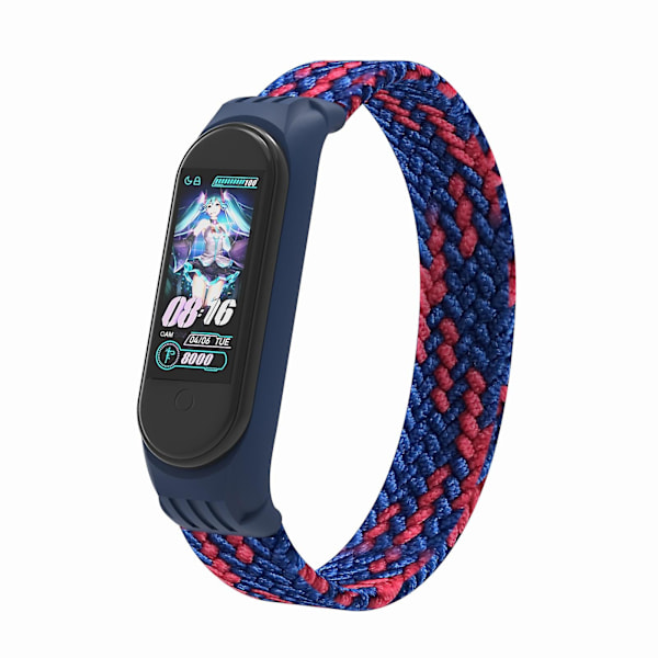 Blå Rød Blå Rød kompatibel med Xiaomi Mi Band 5 / 4 / 3 / Huami håndledsrem, Størrelse: s