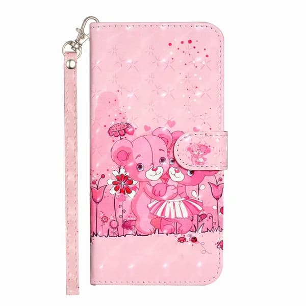 Etui til iPhone 13 Mini Bjørn Malet Tegnebog med Kortholder Flip