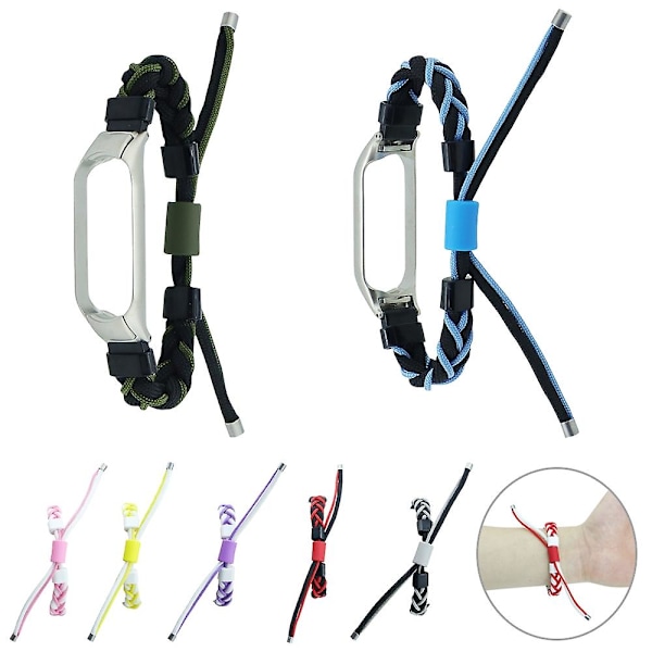 Vit Gul Vit Gul Flätad Sladd Nylon Klockarmband kompatibelt med Xiaomi Mi Band 6 / 5