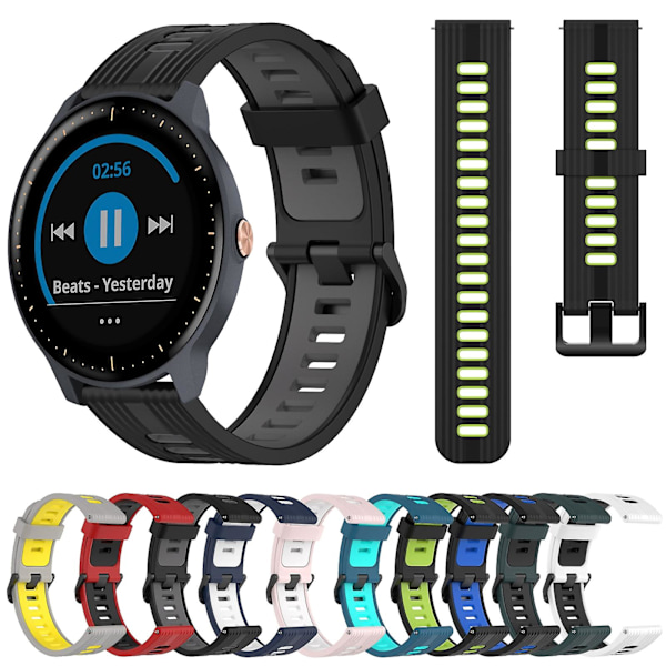 Rød Sort Rød Sort 20mm Silikone Urrem kompatibel med Garmin Vivoactive 3 Music