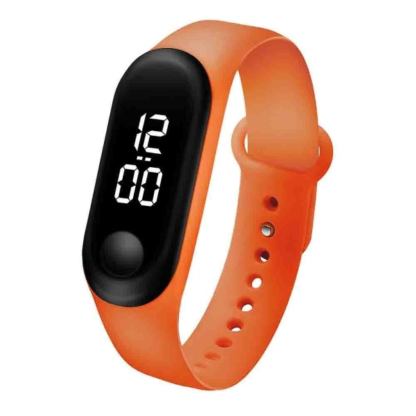 Nytt mode fyrkantig LED-silikon elektronisk klocka digital watch M3W-Orange