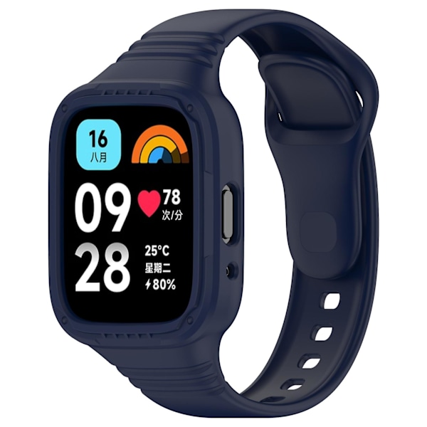 Tummansininen Integroitu Silikoni Kellon Ranneke yhteensopiva Redmi Watch 3 Activen kanssa