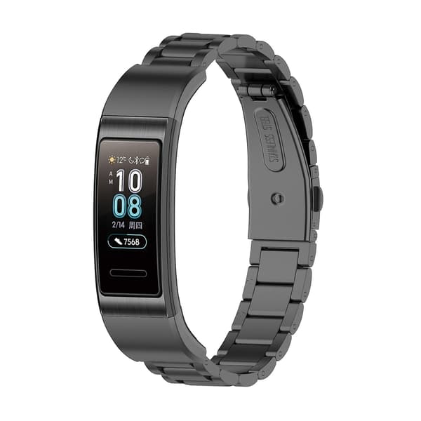 Sort Sort Stål Urrem kompatibel med Huawei Band 4 Pro (ter-b29s)