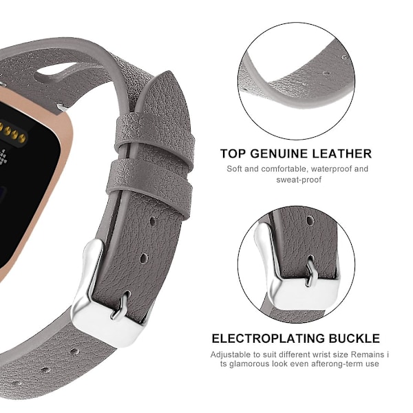 Grå Grå kompatibel med Fitbit Versa 2 reim kompatibel med Fitbit Versa 2