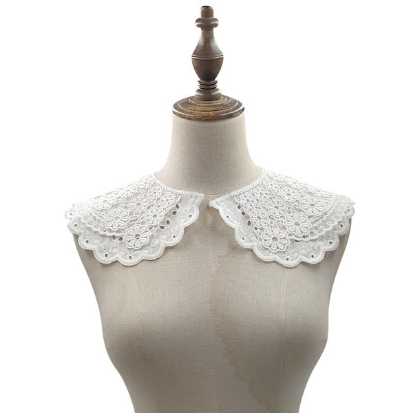 Dame falsk krave Aftagelig halv Tre-lags syning DIY White (collar)