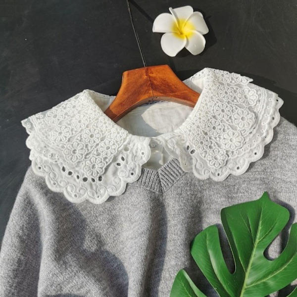 Dame falsk krave Aftagelig halvdukke Hvidt sjal Sweater D Half-length three-layer
