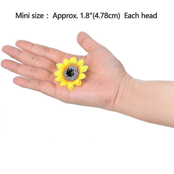 100 stk Kunstige Silkegule Solsikkehoder 4,57 cm; Stoffblomster