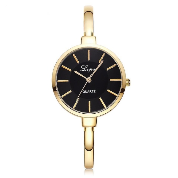 Fashion Luxury Quartz Watch för kvinnor Gold Black