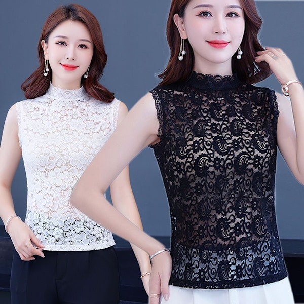 Dame falsk krave Efterår Blonde Camisole Undertøj Beau Trendy Paisley white【 26082]] L55-67kg