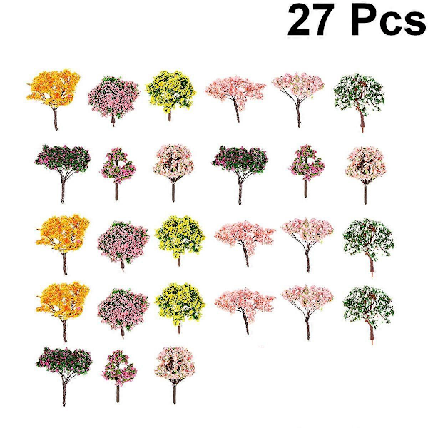 27 stk. Mikro Landskabsdekoration Simulations Træer Kunstige Blomster Dekorationstilbehør