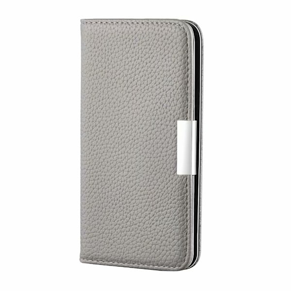 Etui til iPhone 13 Pro Max grå Pebbled Wallet med kortholder Flip magnetisk