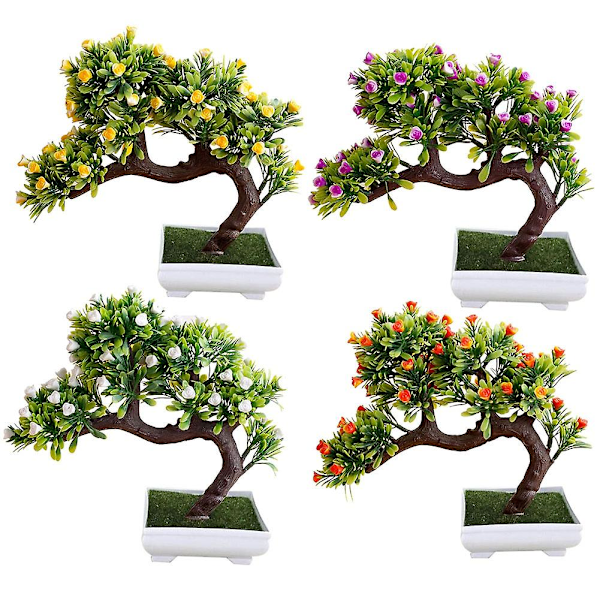 1 stk. Kunstig Blomst Tre Potte Bonsai Scene Hage Bryllupsfest Balkong Dekor Orange