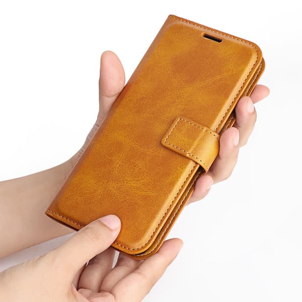 Etui til iPhone 15 gul Flip Almindelig Wallet med Kortholder Tilpasning