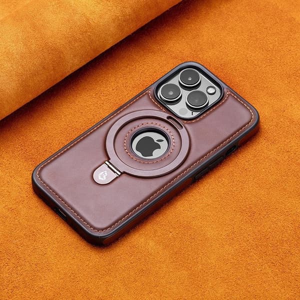 Etui til iPhone 15 Pro Max Mokka Brun Magnetisk Stativ Business