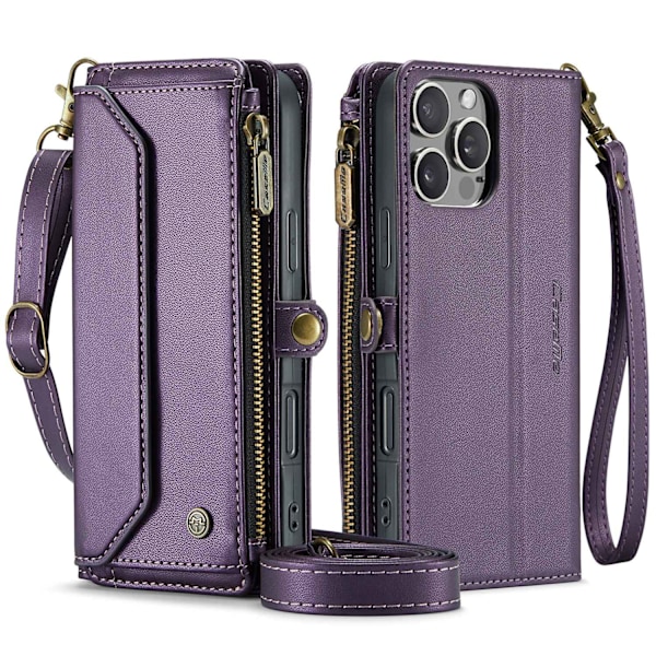 Fodral för iPhone 15 Plus Lila Flip Plånbok med Korthållare
