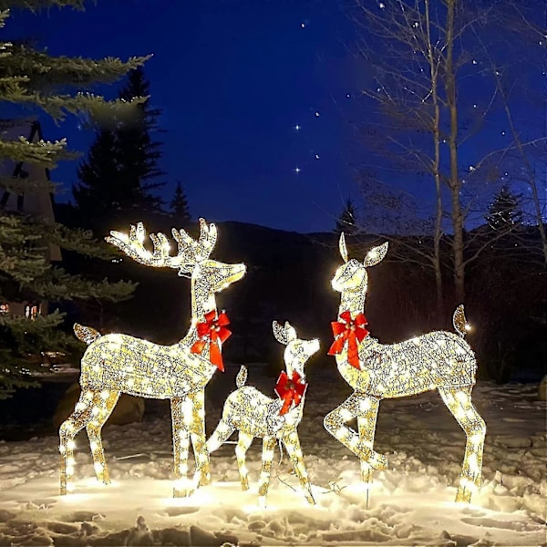 3 st Ljussätt Julrenar Julblinkande Rådjur Trädgårdsdekorationer