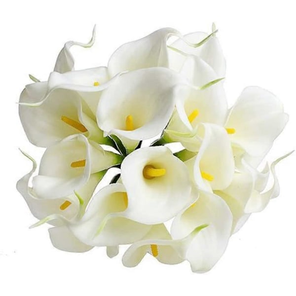 12 stk. Realistiske Latex Blomster Lataex Brudebukett Bryllupsbukett Calla Liljer Kunstig Blomsterbukett for Bryllup Hjem Vasefyll Brud White 1