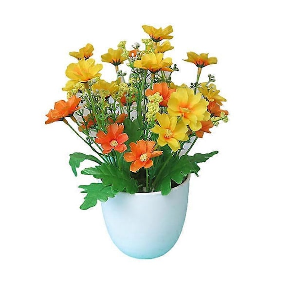 Kunstig Blomst Potte Party Dekor Plast DIY Kunstig Potteblomst for Fest Orange