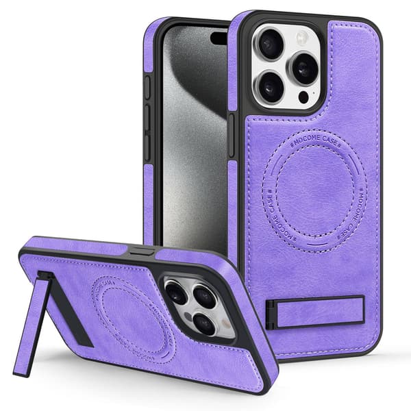 Etui til iPhone 16 Mauve lærstativ krystallskjold Magnetisk