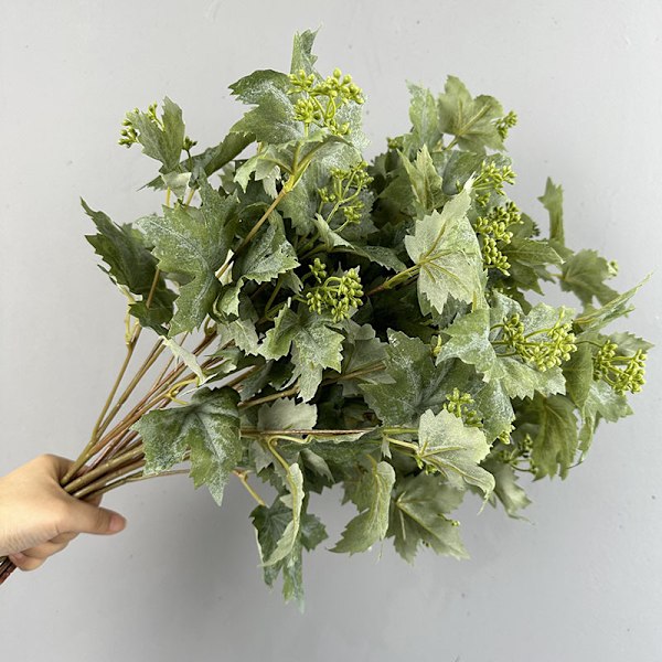 Kunstig lønneblad, enkel stilk for bryllupsdekor, fotograferingsrekvisitter Maple leaf short branch green