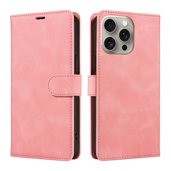 Etui til iPhone 16 rosa RFID-blokkerende flip