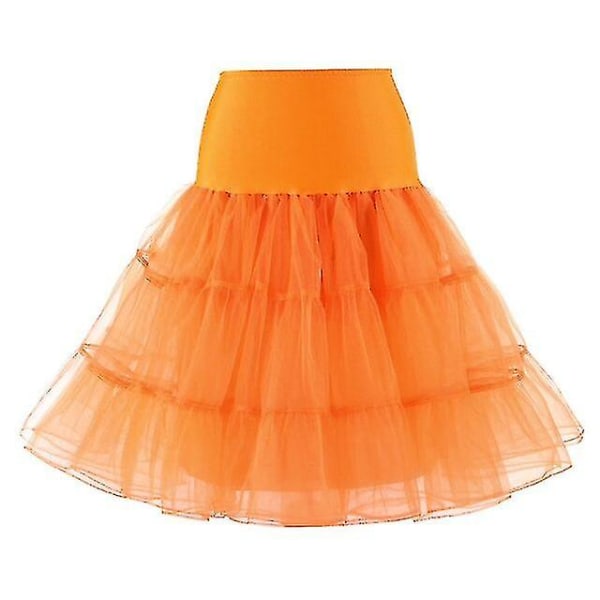 Ny 50-tals cosplay underkjol Rockabilly Klänning Crinoline kompatibel med kvinna Bröllop Underkjol för bröllop Rockabilly Tutu Orange XL