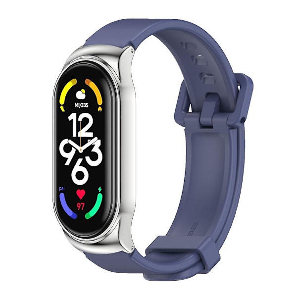 Blå Silver Blå Silver Silikon Armbandsrem kompatibel med Xiaomi Mi Band 7 / 7 Nfc kompatibel med Xiaomi Mi Band 7 / 7 Nfc