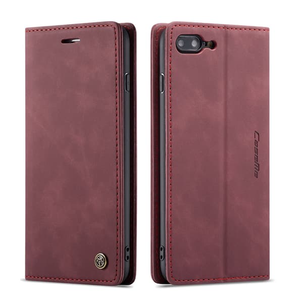 Etui til iPhone 14 rød Flip Wallet med kortholder Vintage