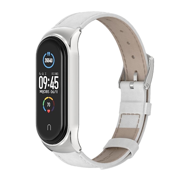 Vit Vit kompatibel med Xiaomi Mi Band 6 / 5 / 4 / 3 Klockarmband i Läder