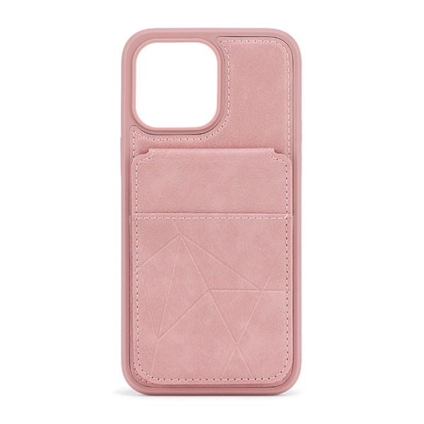 Etui til iPhone 16 Pro Max 【rosa】 Stativ kortholder lett luksus Soft-Touch lær