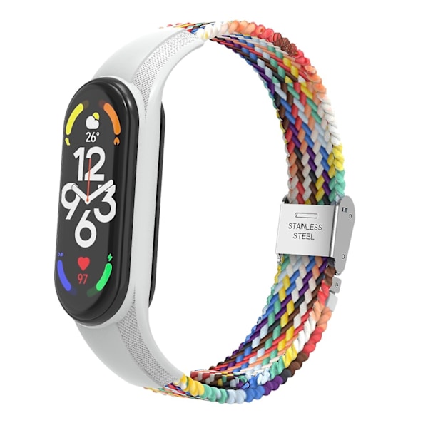 Färgglatt Färgglatt Nylonflätat Klockarmband kompatibelt med Xiaomi Mi Band 7