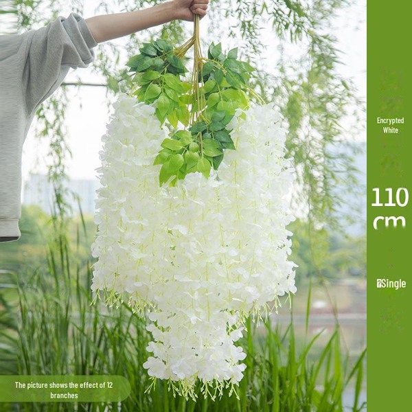 Keinotekoinen riippuva wisteria-rottinkikoriste - Salattu kukkaköynnös kauppakeskuksiin Matches the image 110cm