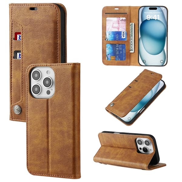 Etui til iPhone 16plus Rosaguld Wallet med Kortholder Flip