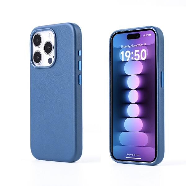 Etui til iPhone 15promax magnetisk + animation Ocean Blue Magnetisk mode læder klassisk