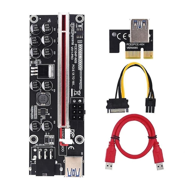 Nytt Pcie 011 V011 Pro Pci E Express Pci-e 16x Riser grafikkort kompatibelt med gruvdrift