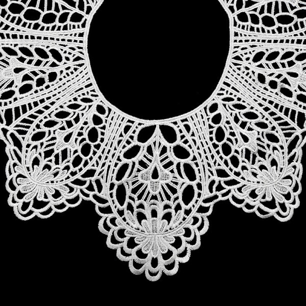 Dame falsk krage Avtakbar halv Silke Broderi Bryst DIY White