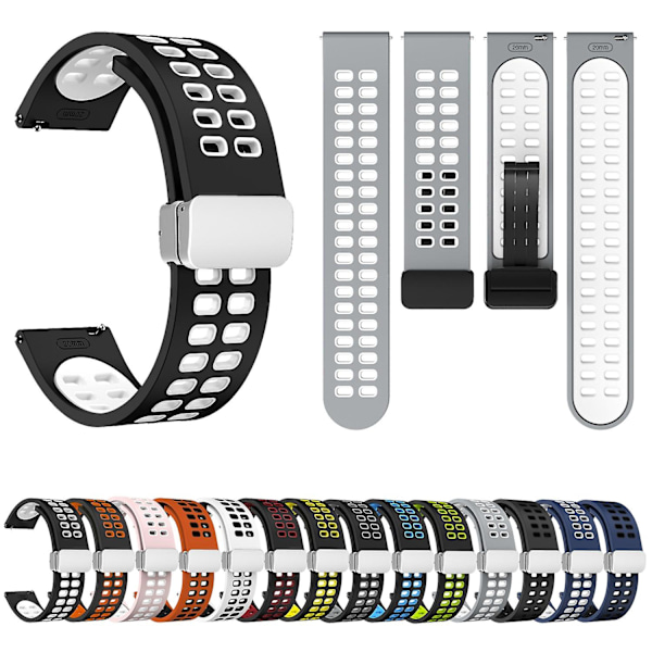 Vikbart Silverspänne Silikon Armbandsur 20mm