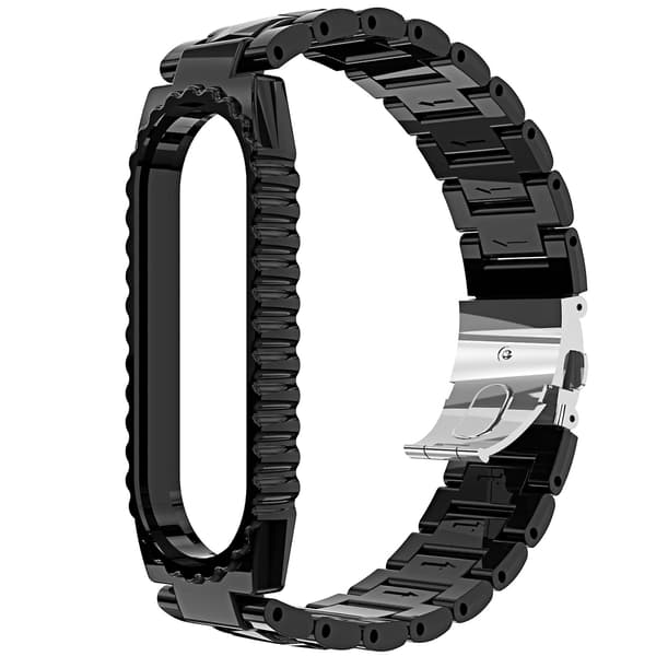 Sort Sort Rustfrit Stål Urrem kompatibel med Xiaomi Mi Band 6 / 5