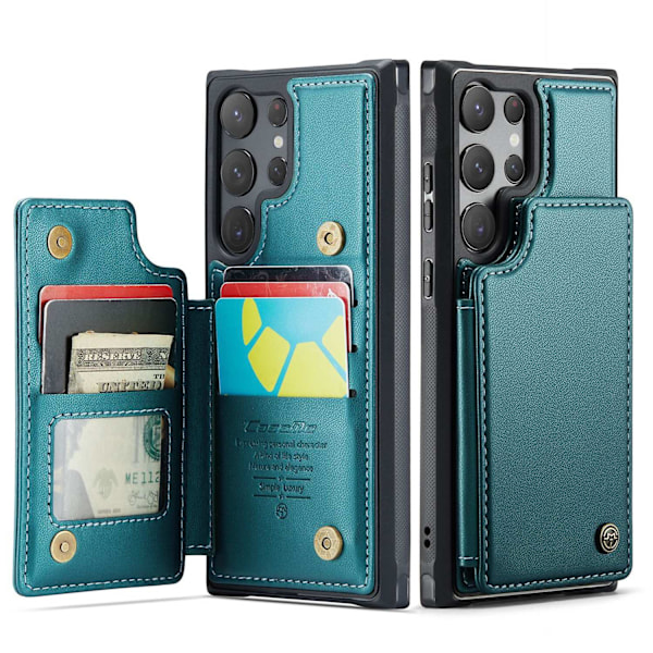 Etui til iPhone 14 Pro Max, blågrønt flip-wallet med kortholder