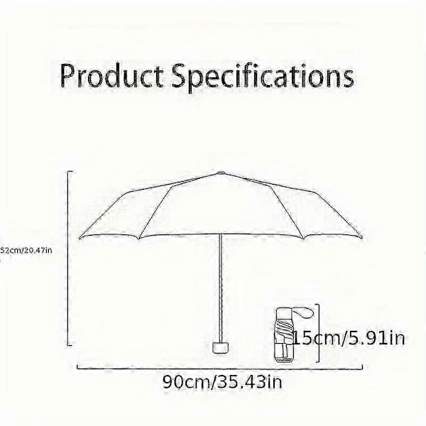 Mini Lomme Paraply - 6 Ribber Manuel Solbeskyttelse Parasol med Dobbelt Lynlås Beskyttelsesetui Blue