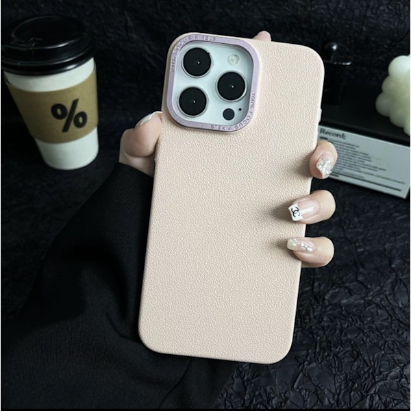 Etui til iPhone 16 PROMAX Kirsebærblomst Pink Frostet hardware Pebbled lædermønster