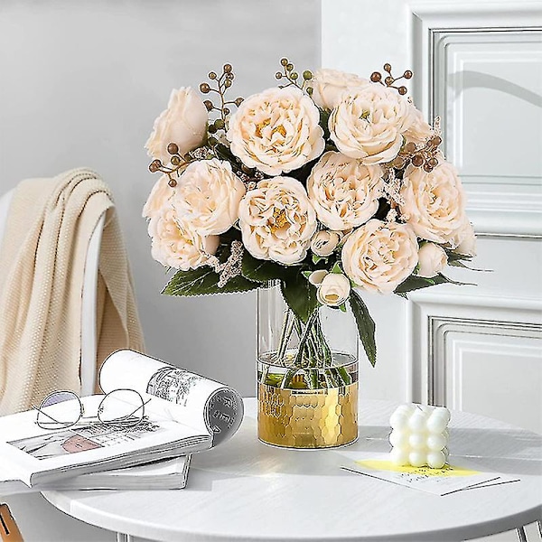 Kunstig Peon Blomst Kunstig Bukett Hjem Dekor Bukett White