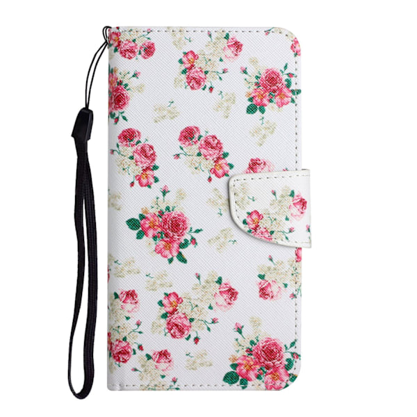 Etui til iPhone 13 Pro Rød pæonblomst Malet Print Flip Wallet med Kortholder