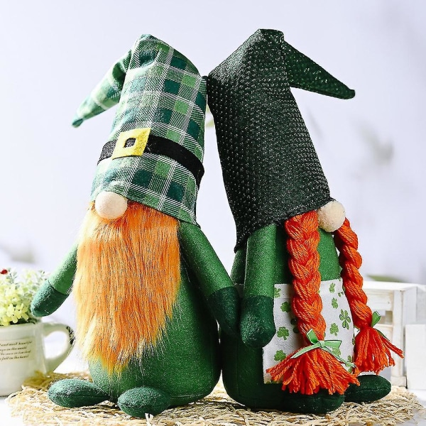Ny St.Patrick's Day Gnome Plysch Elf Tomte Doll kompatibel med irländska hemprydnader