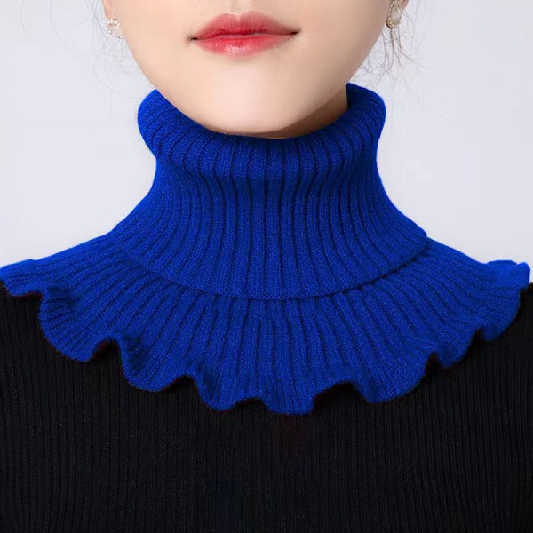 Dame falsk krave Tørklæde Cervikal Støtte Bandana Strikket W Blue