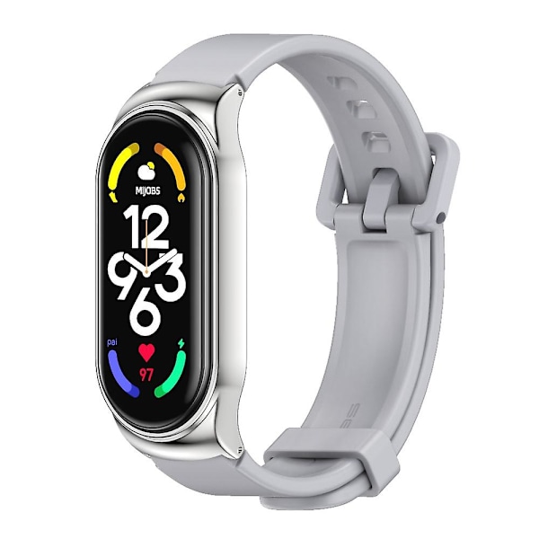Grå Sølv Grå Sølv Silikon Klokkereim kompatibel med Xiaomi Mi Band 7 / 7 Nfc kompatibel med Xiaomi Mi Band 7 / 7 Nfc