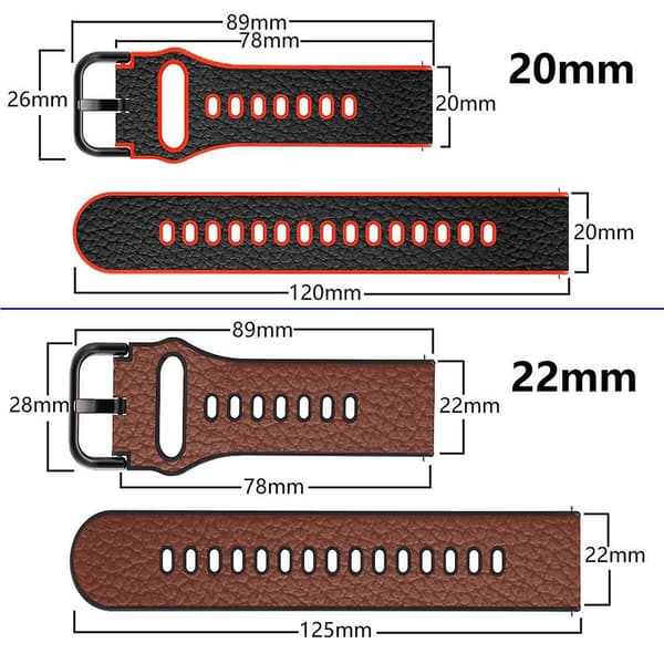 20mm Tpu Litchi Tekstur Læder Urrem